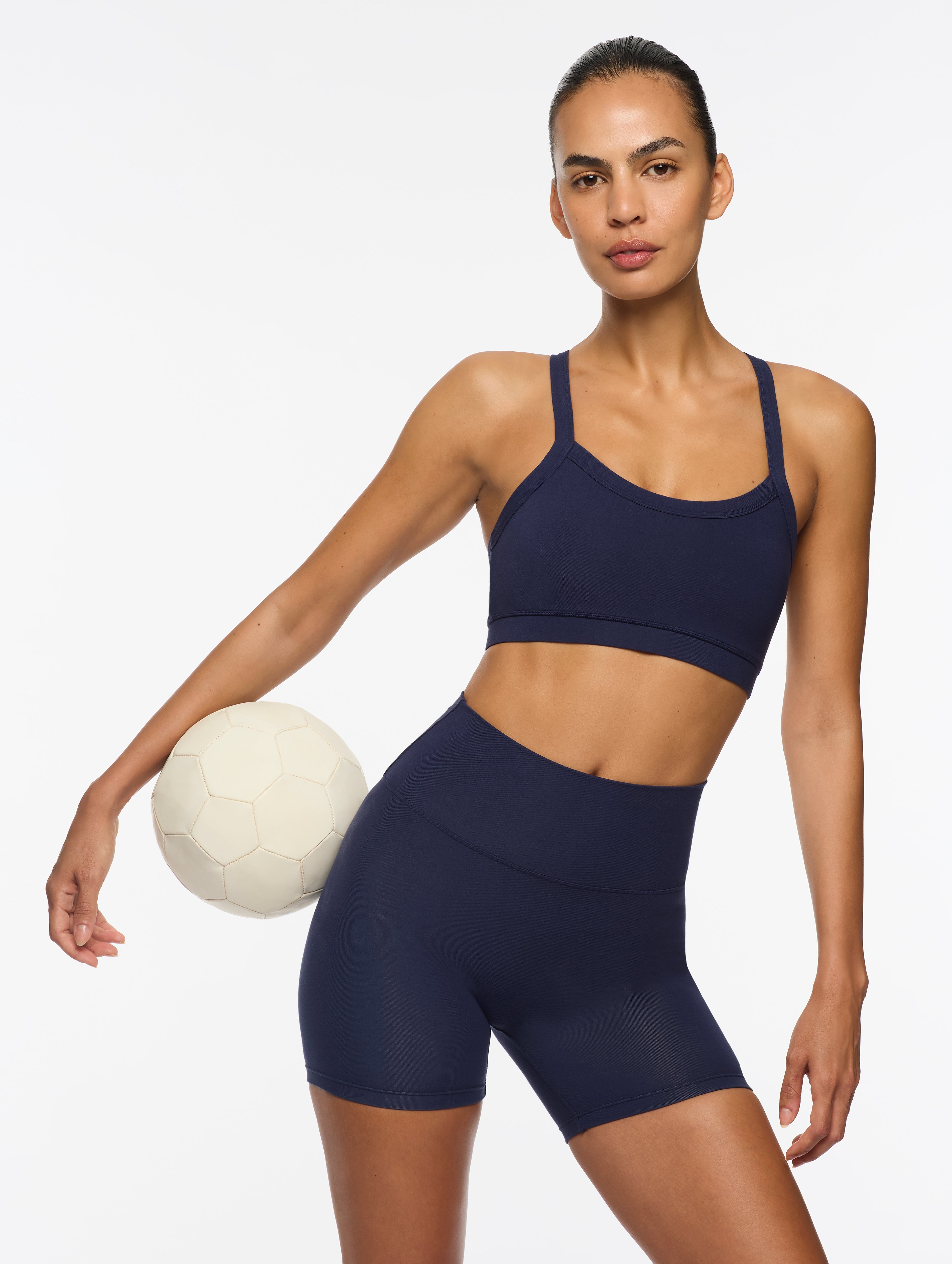 Navy activewear that is soft on skin and strong on performance, built to move with your body during yoga or gym sessions