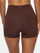 Chocolate 2" high-waisted shorts crafted from Tanboocel™ bamboo for a cleaner, reduced plastic future
