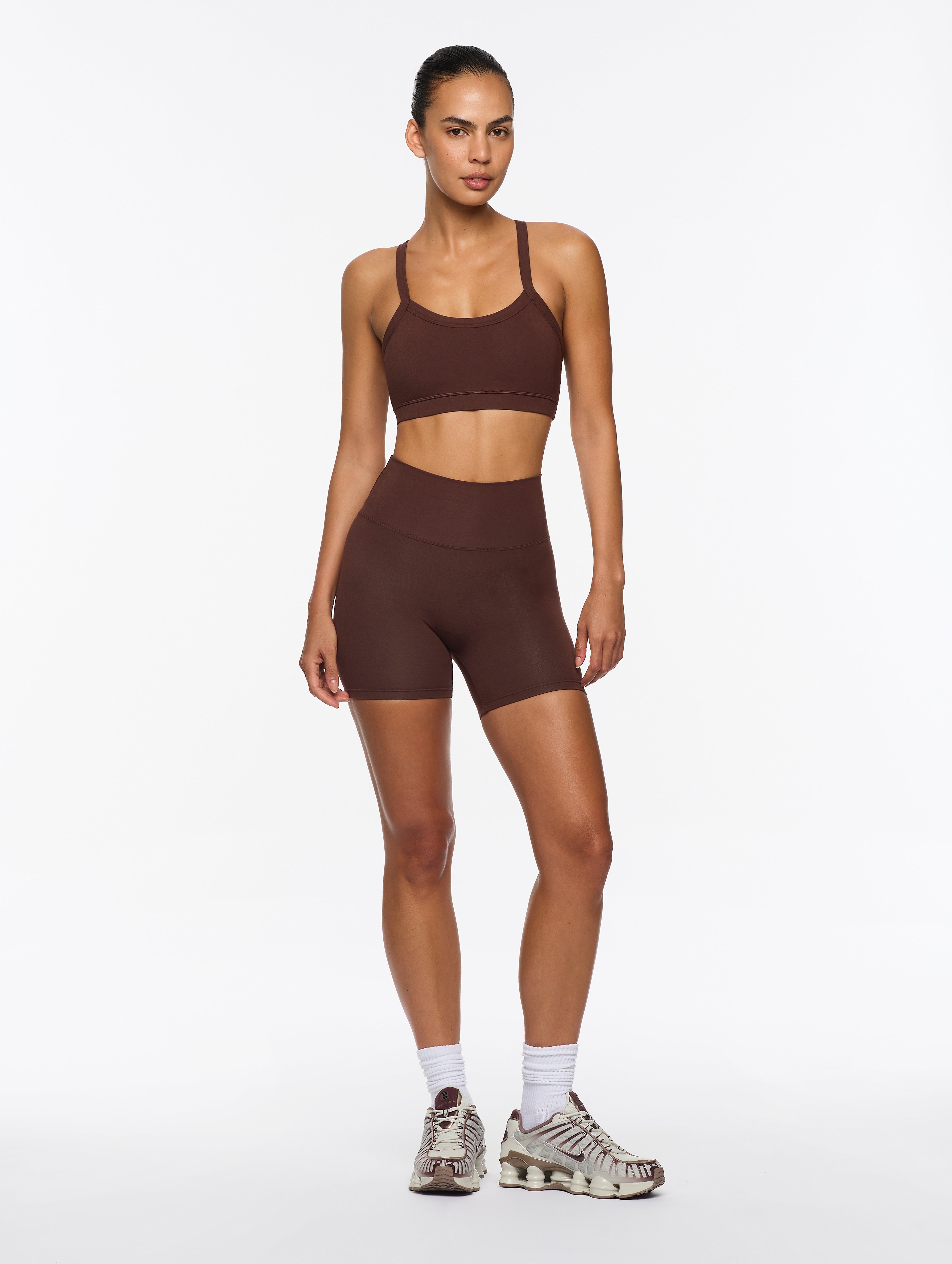 The Signature 4" Shorts — Chocolate - Virgin plastic-free performance activewear designed for your body's natural rhythm