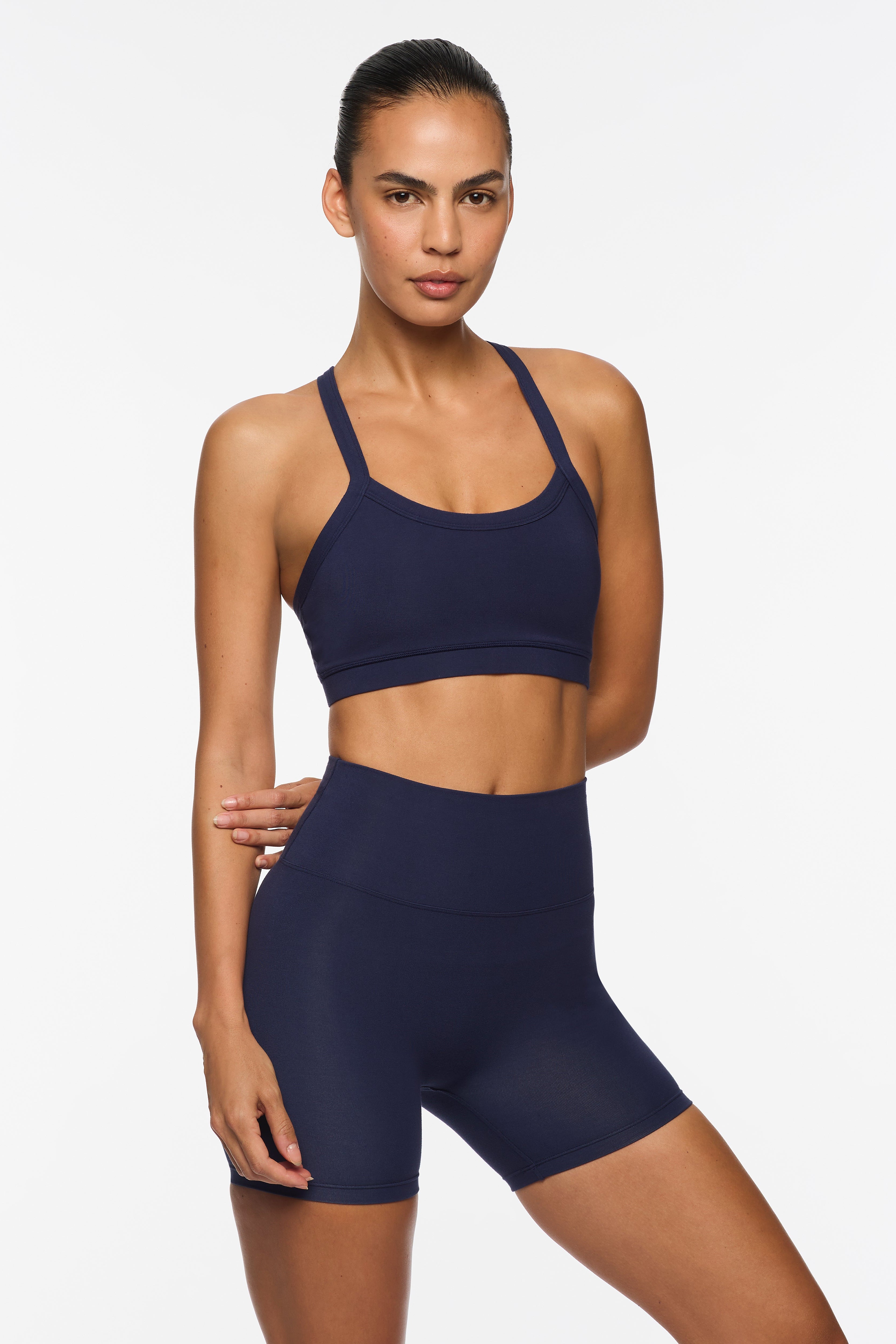 Essential Bamboo Bralette - Navy - Free from virgin plastics, performance activewear designed for your body's natural rhythm
