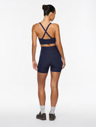 Eco-conscious navy shorts making a difference one bamboo thread at a time, engineered to leave no microplastic trace.