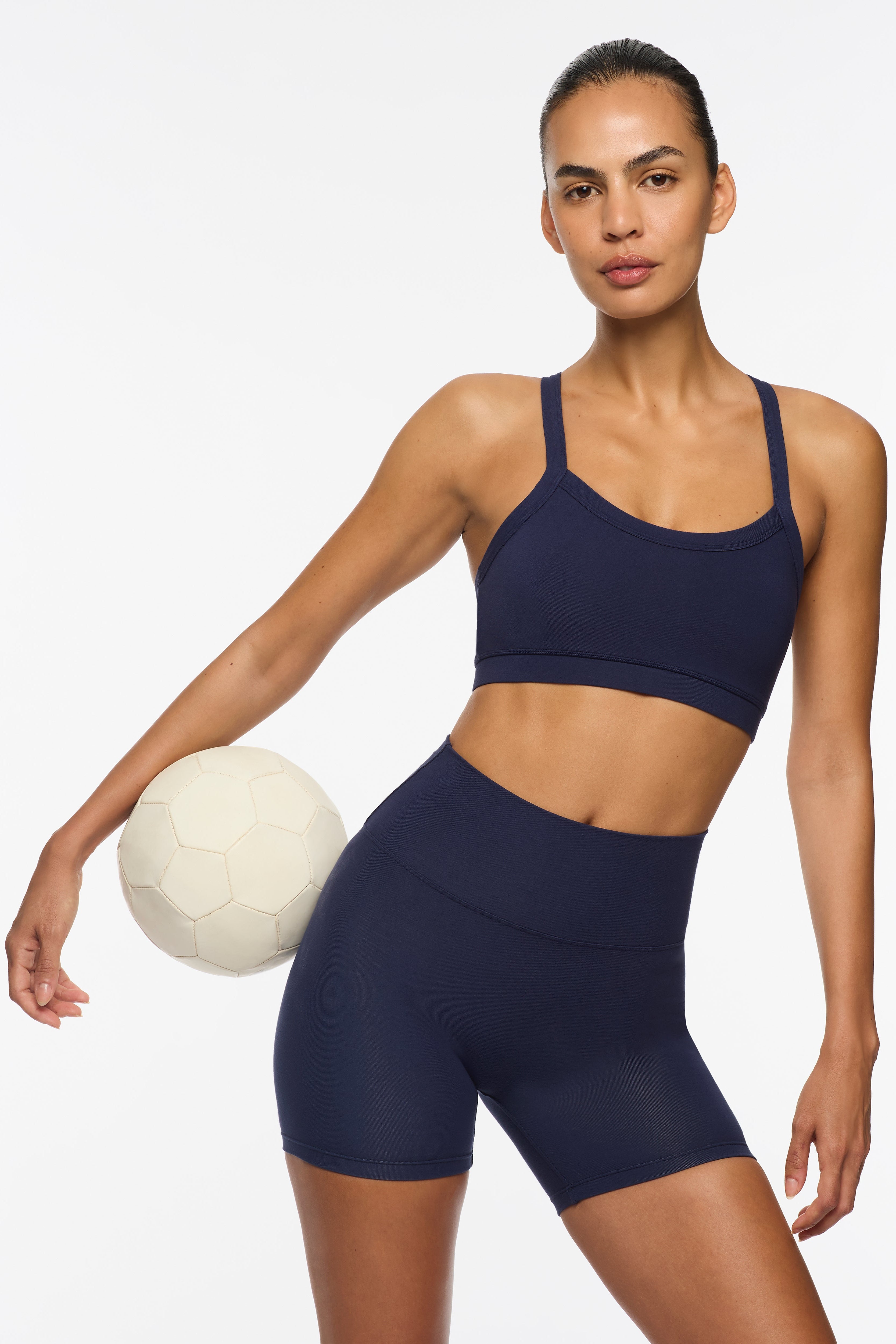 Navy activewear that is soft on skin and strong on performance, built to move with your body during yoga or gym sessions
